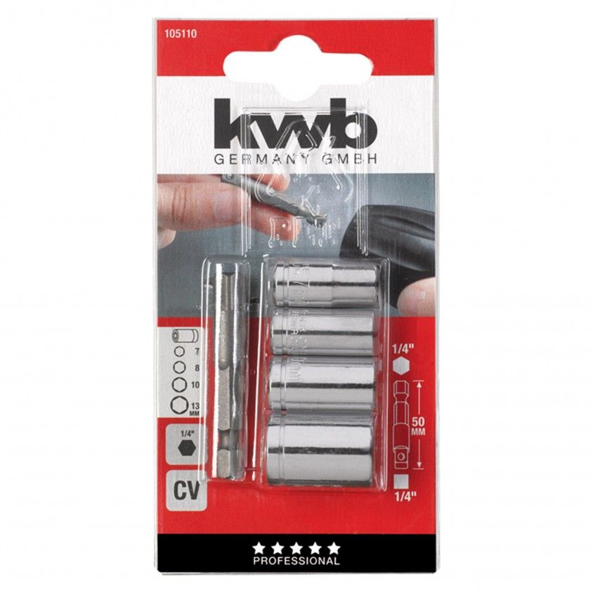 Kwb Kit 5 Chaves Caixa + Adapatador 1/4