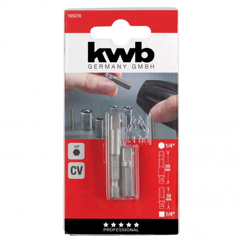 Kwb Kit 2 Adaptadores Chaves Caixa HEX 1/4
