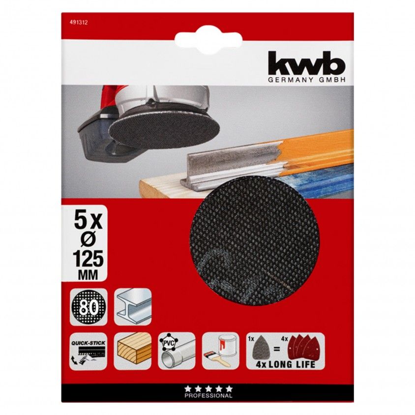 Kwb Kit 5 Lixas com Velcro Ø125mm