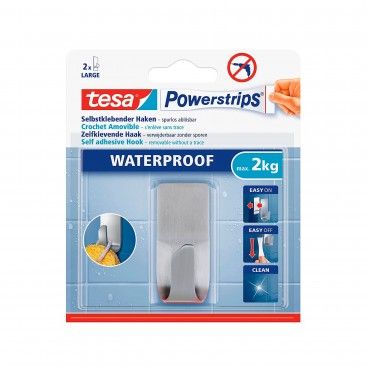 Gancho Adesivo Tesa Powerstrips Waterproof at 2Kg Ao Inoxidvel