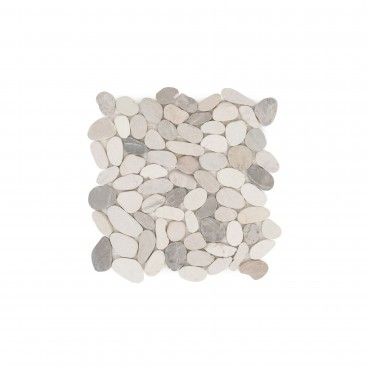 Mosaico Mrmore Oval Branco/Cinza 30x30