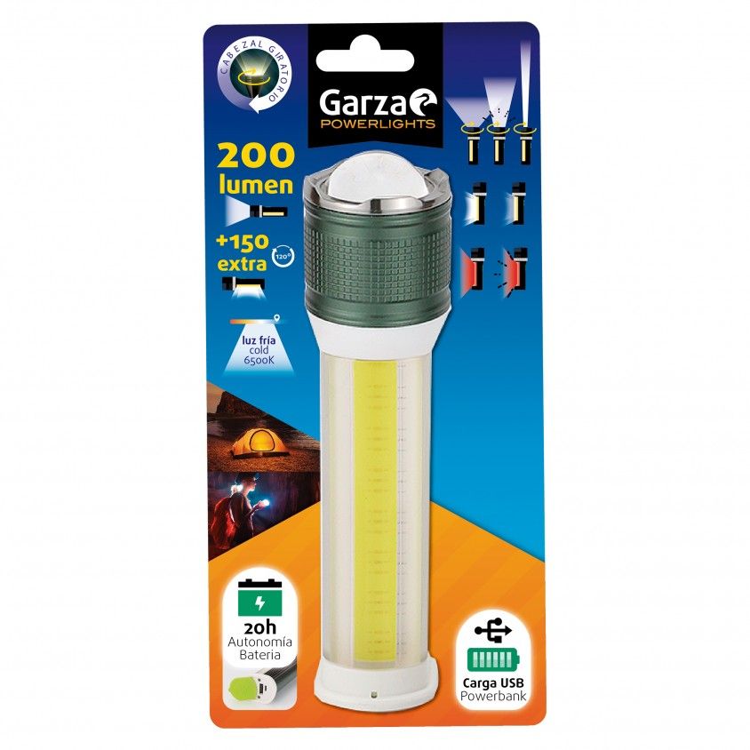 Lanterna Led Garza Power Bank USB
