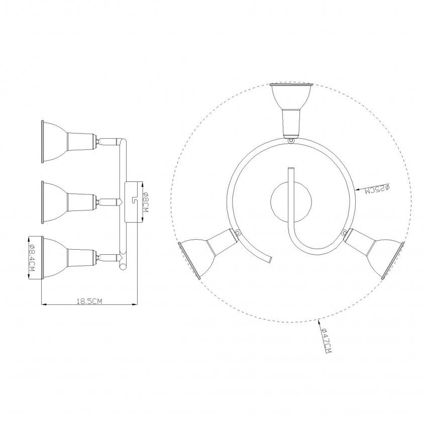 Plafon Globo Caldera 3x40W Plafon Globo Caldera 3x40W