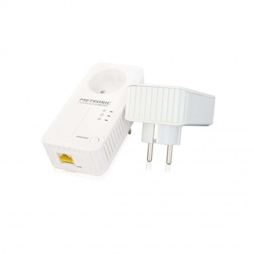 Pack 2 Adaptadores PLC 500Mbps com Tomada Extra
