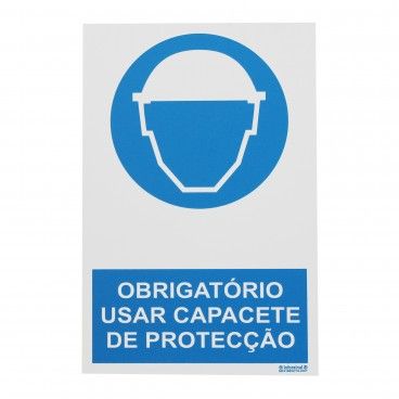 Sinal de Obrigatório Uso Capacete Proteção PVC Opaco