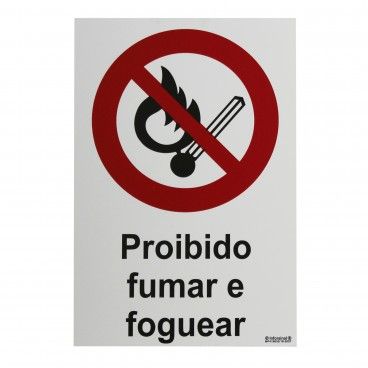 Sinal de Proibido Fumar e Foguear em PVC Opaco