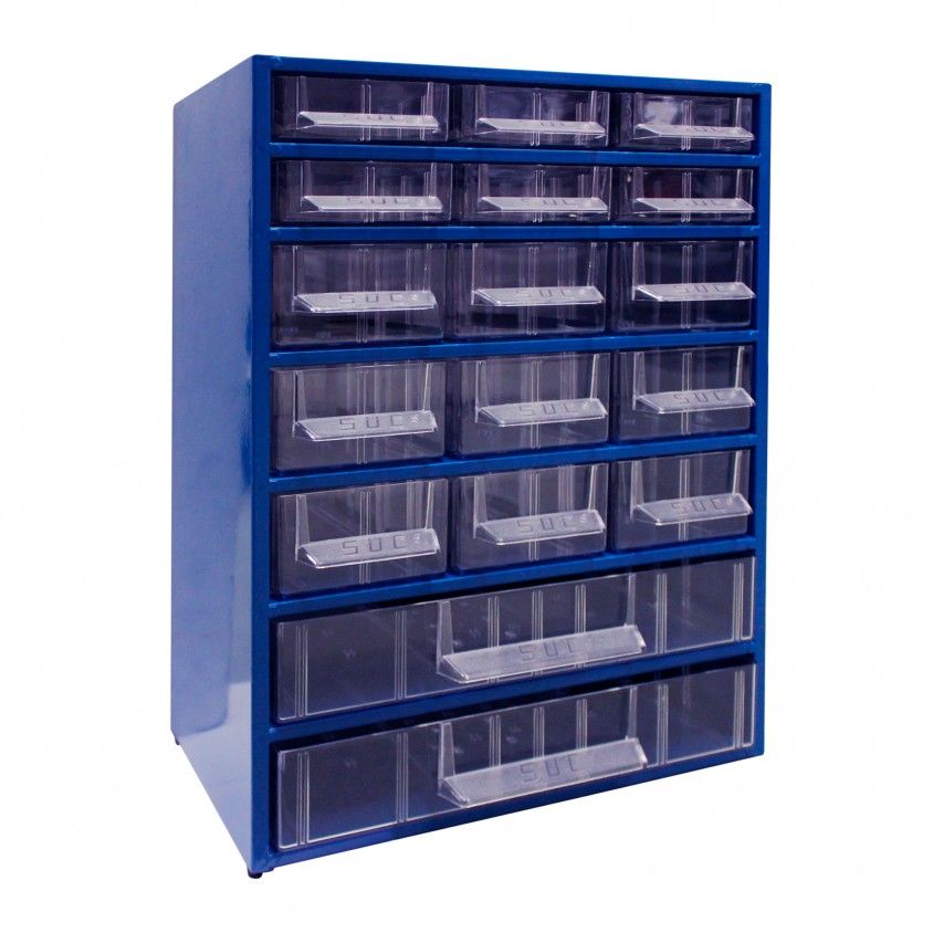 Estante Metalo-Pl�stica N�17 com 17 Gavetas