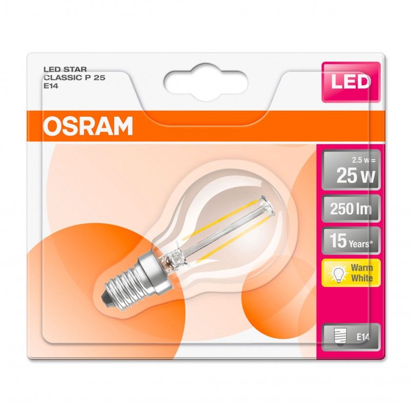 Lmpada LED Filamento Osram Star Classic P 25 E14 2.5W 250Lm