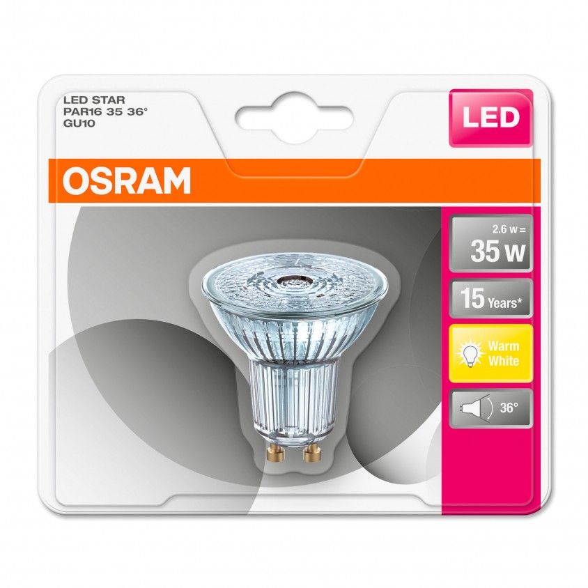 Lâmpada LED OsramStar Par16 35 Gu10 3.3W 230Lm Lâmpada LED OsramStar Par16 35 Gu10 3.3W 230Lm