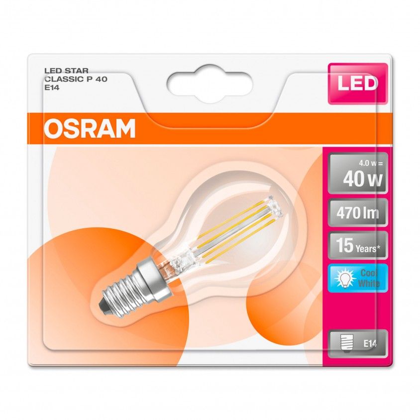 Lâmpada LED Filamento Osram Star Classic P 40 E14 4W 470Lm Lâmpada LED Filamento Osram Star Classic P 40 E14 4W 470Lm