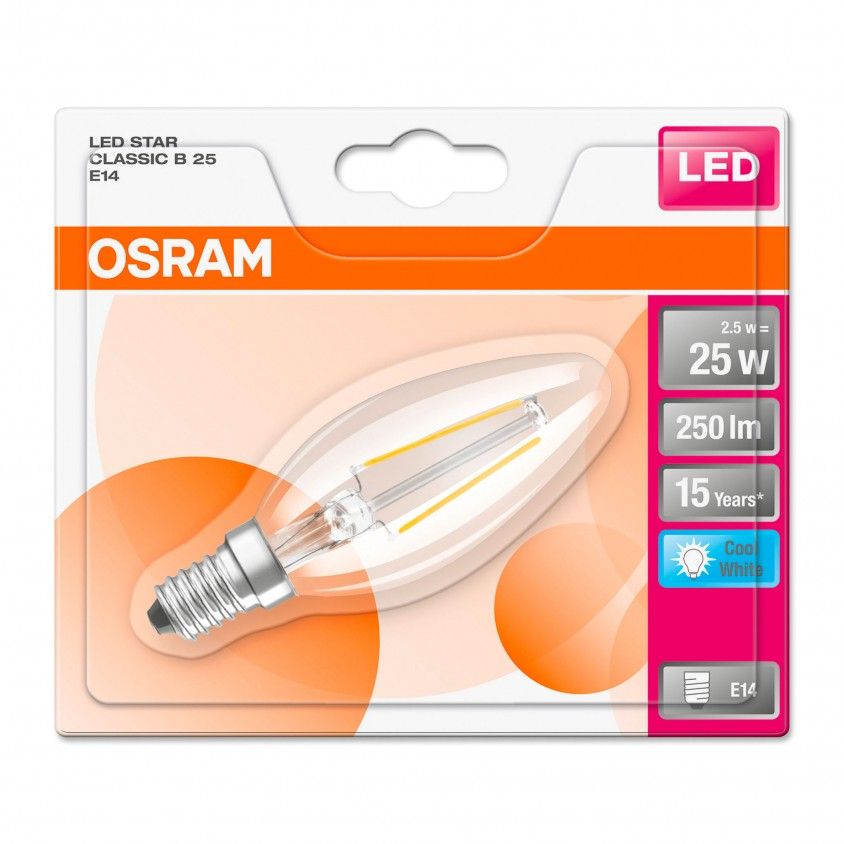 Lâmpada LED Filamento Osram Star Classic B 25 E14 2.5W 250Lm Lâmpada LED Filamento Osram Star Classic B 25 E14 2.5W 250Lm