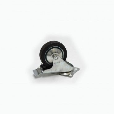 Roda Industrial Giratria com Base Retangular com Travo 75mm