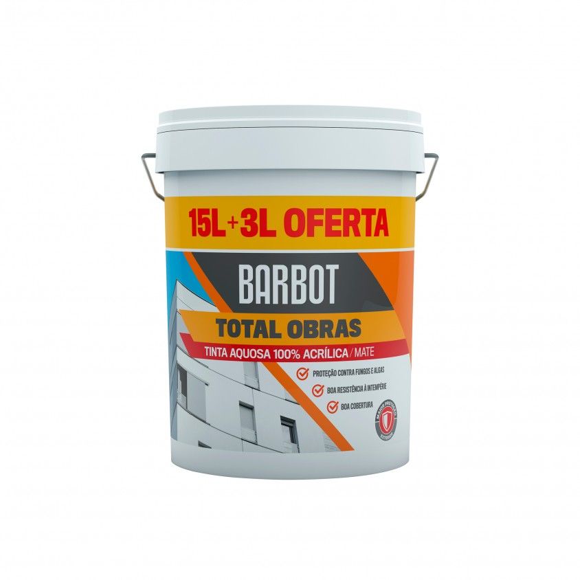 Tinta para Exterior Barbot Total Obras 100% Acrlica 15+3L