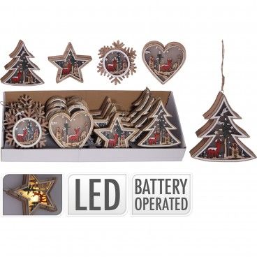 Figura Decorativa de Natal com Led 12x3cm Sortido B