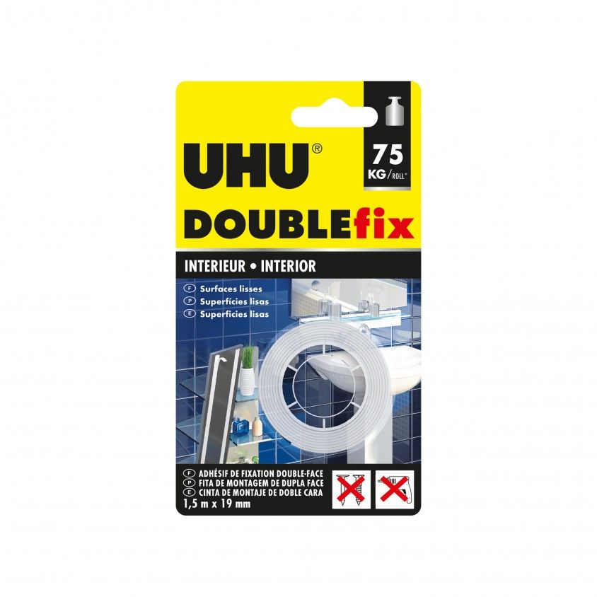 Fita Doublefix UHU Interiores 1.5m x 19mm