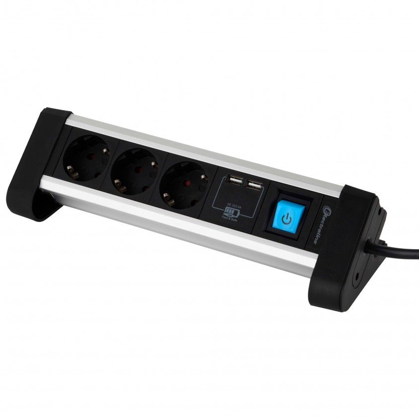 Bloco 3 Tomadas + 2 USB Para Secretria