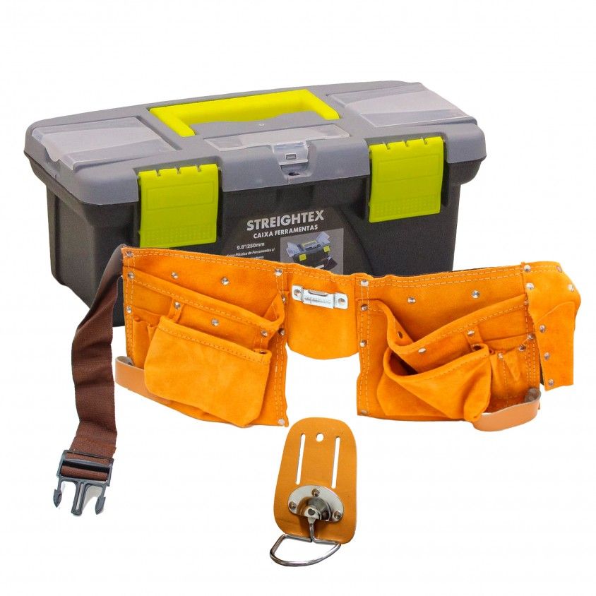 Pack Mala de Ferramenta + Bolsa Dupla + Suporte Martelo