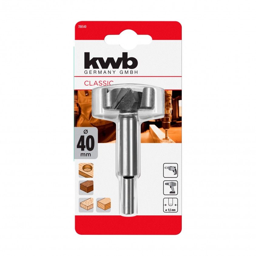 Broca Dobradia Hss p/ Madeira  40mm Kwb