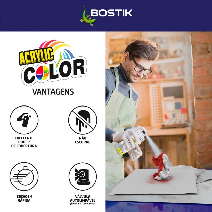 Spray Acrílico Bostik Brilho 400ml Spray Acrílico Bostik Brilho 400ml