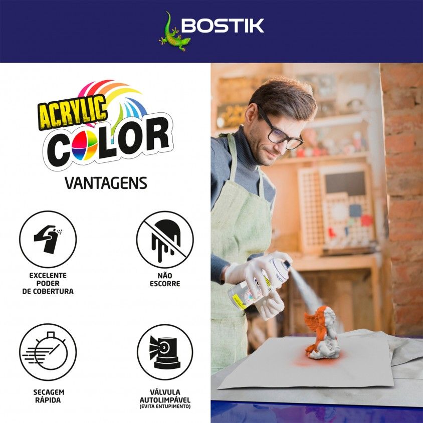 Spray Acrílico Bostik Brilho 400ml Spray Acrílico Bostik Brilho 400ml