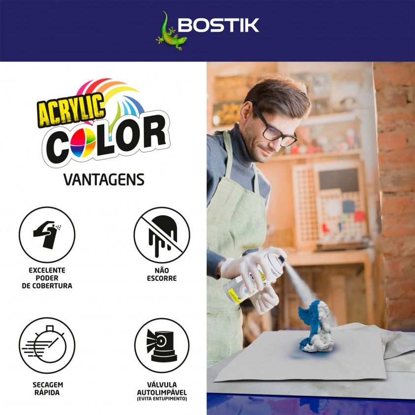 Spray Acrílico Bostik Brilho 400ml Spray Acrílico Bostik Brilho 400ml