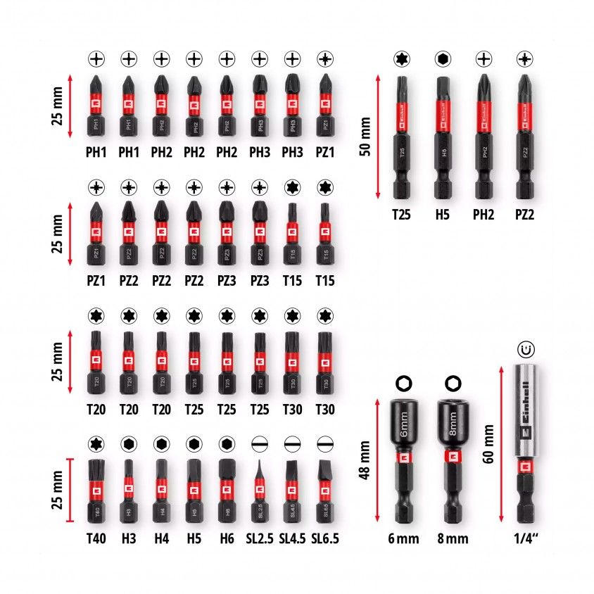 Jogo de Bits Impacto Einhell 39 uni