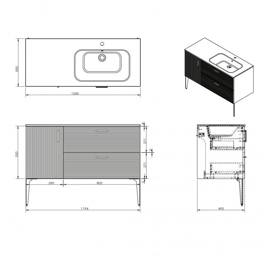 Mvel WC Vitria com Lavatrio (2 Gavetas + 1 Porta)