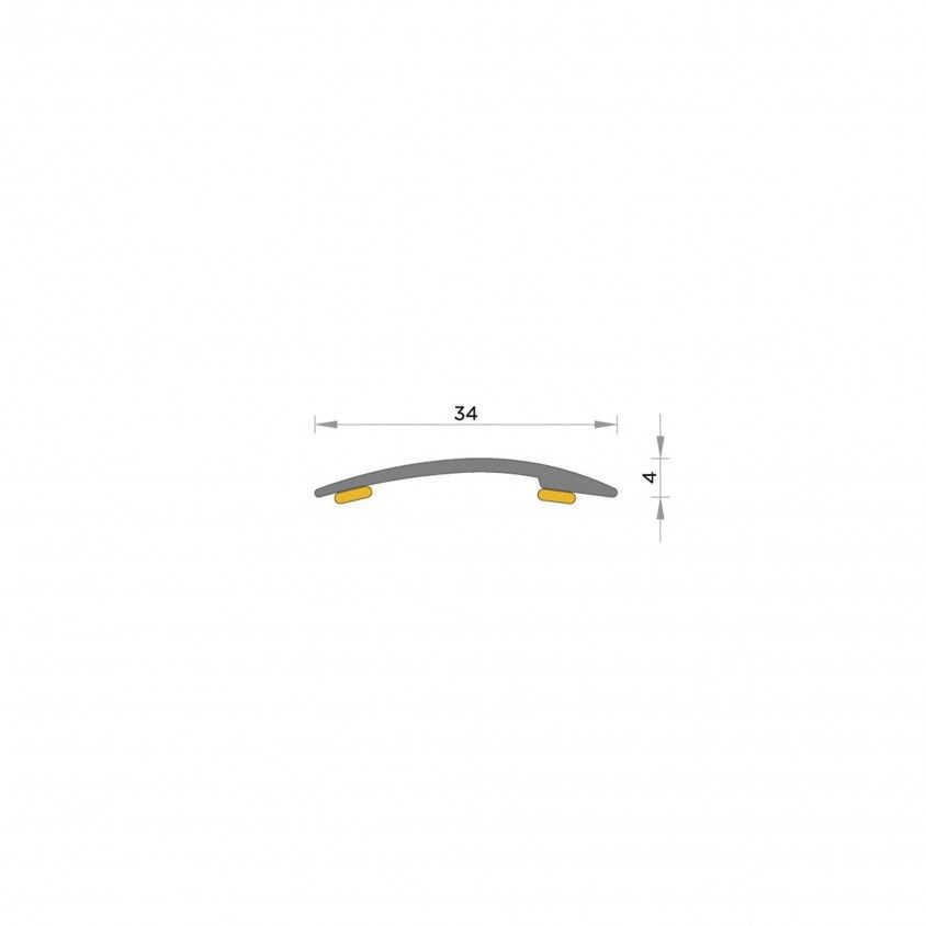 Perfil Junta + Transio Adesivo 34mm/93cm Prata