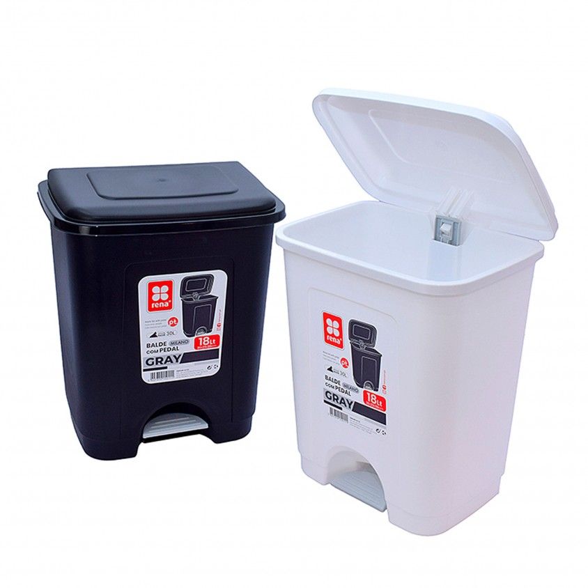 Balde com Pedal Milano Grayscal 18L Sortido