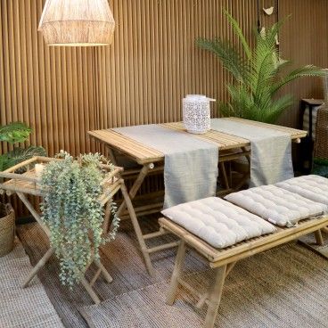 Conjunto Mesa + 2 Bancos Jardim Elion