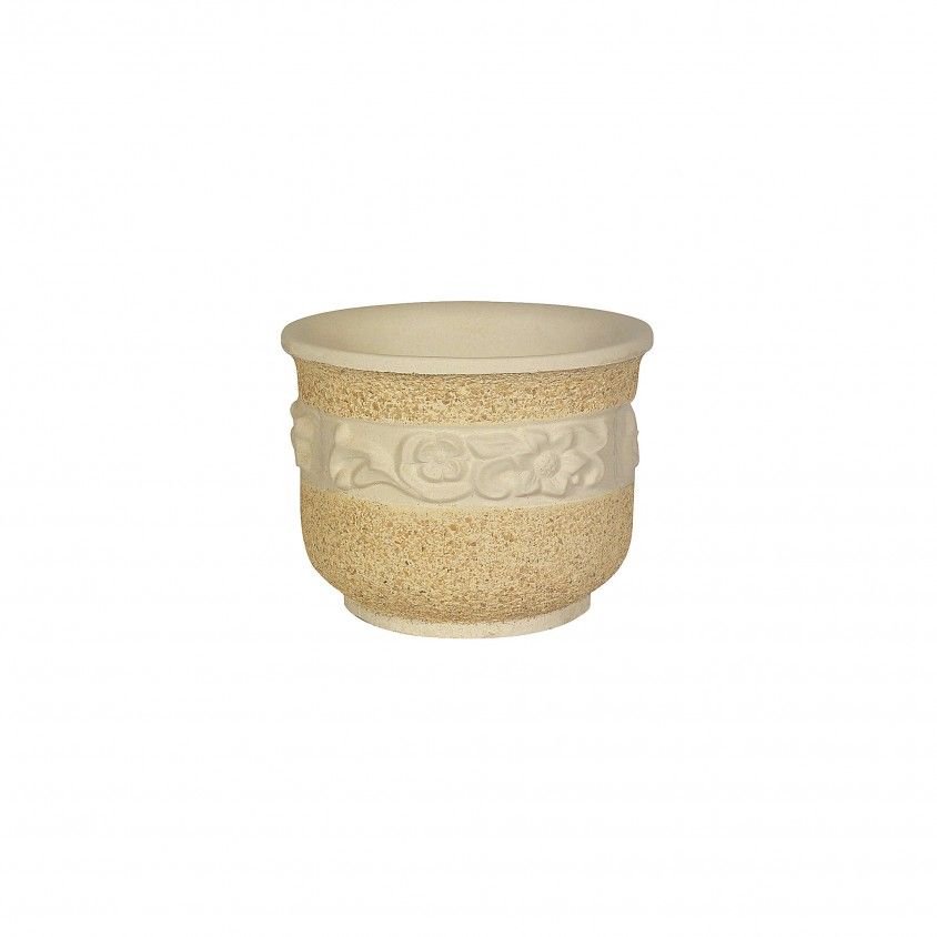Vaso de Pedra Redondo Detalhe 29x24cm