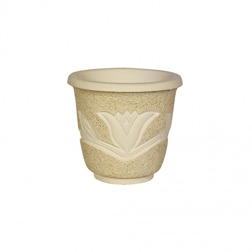 Vaso de Pedra Redondo Flor 30x25cm