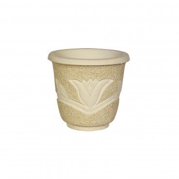 Vaso de Pedra Redondo Flor 30x25cm