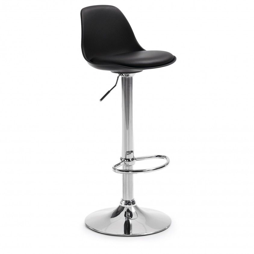 Banco Troy Cromo Assento Preto