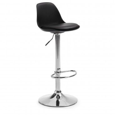 Banco Troy Cromo Assento Preto