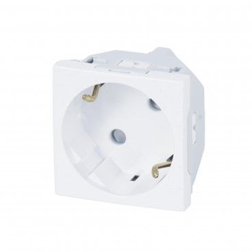 Tomada Schuko com Obturador Branco SBR