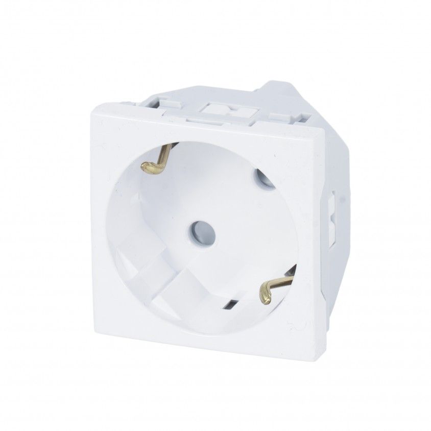 Tomada Schuko com Obturador Branco SBR