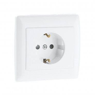 Tomada Schuko Monobloco com Obturador Branco Sirius 70 KBR