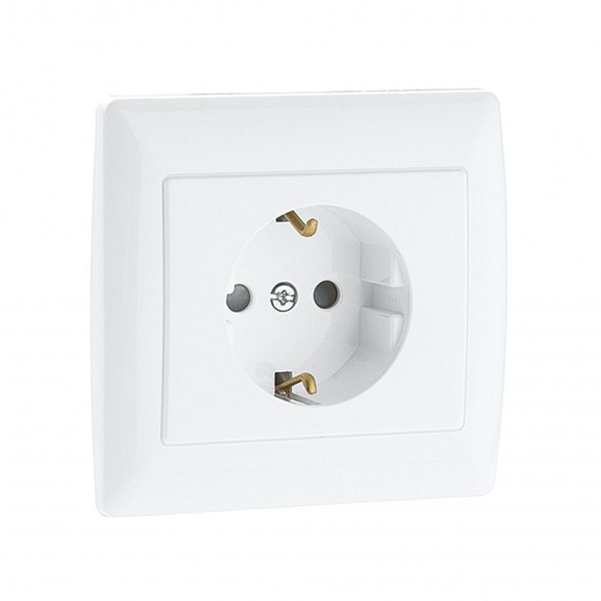 Tomada Schuko Monobloco com Obturador Branco Sirius 70 KBR