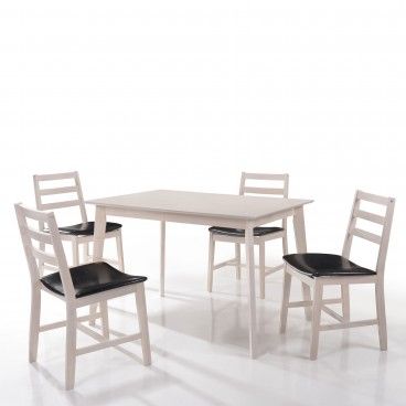 Set 4 Cadeiras Denmark Cor Branco/Preto