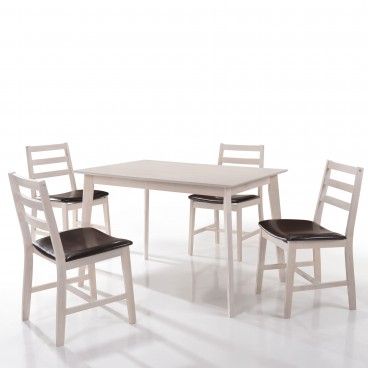 Set 4 Cadeiras Denmark Cor Branco/Castanho