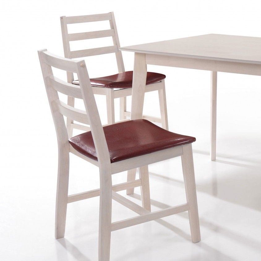 Set 4 Cadeiras Denmark Cor Branco/Vermelho