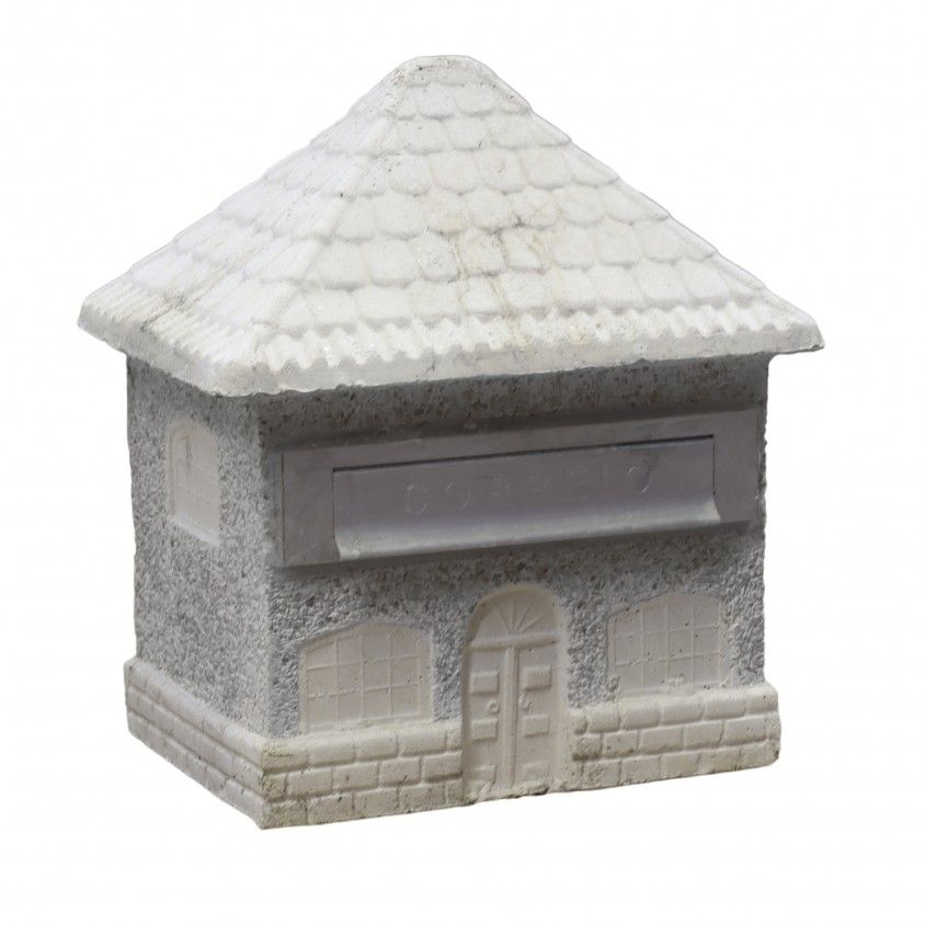 CAIXA CORREIO PEQUENA COM TELHADO BICO CINZA 35x40x25CM REF.106