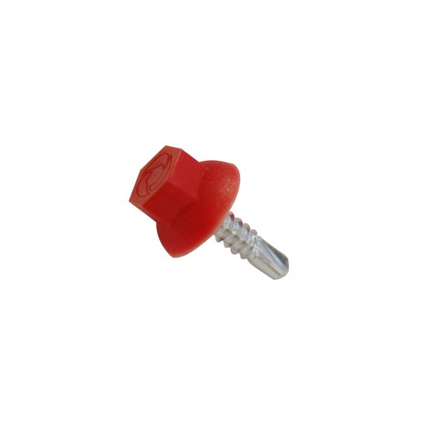 EMBALAGEM PARAFUSO AUTOPERFURANTE SEXTAVADO 75046 ZINCADO BRANCO 5.5x22 CABECA DE NYLON VERMELHO 6 U