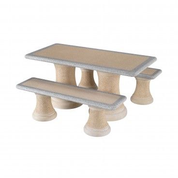 Conjunto em Pedra de 1 Mesa Retangular de 1,6mt com 2 Bancos 260-A