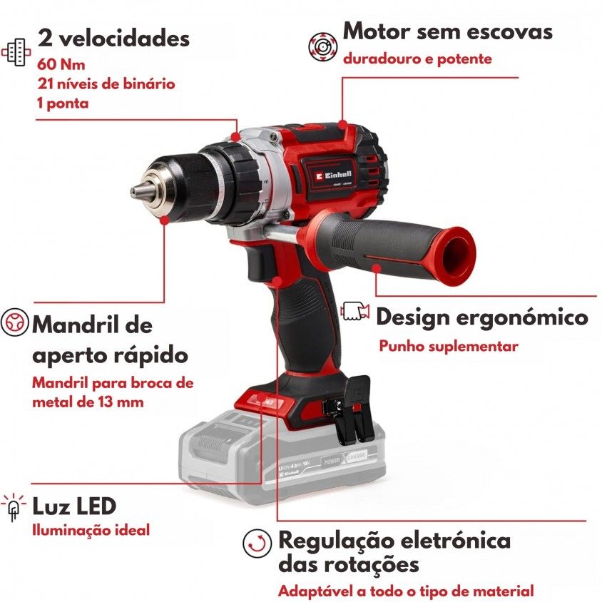 Berbequim de Impacto Einhell TP-CD 18/60 Li-i BL Solo
