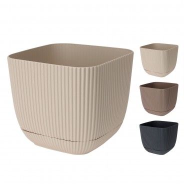 KOOPMAN VASO QUADRADO 19.5x19.5x13CM SORT 3 CORES