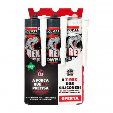 Cola e Veda Soudal T-Rex Pack 2 Power + 1 Flex 290ml