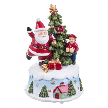 Caixa de Msica Pai Natal 11x11x15cm