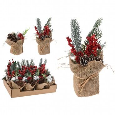 Pinha de Natal 20cm em Vaso Juta